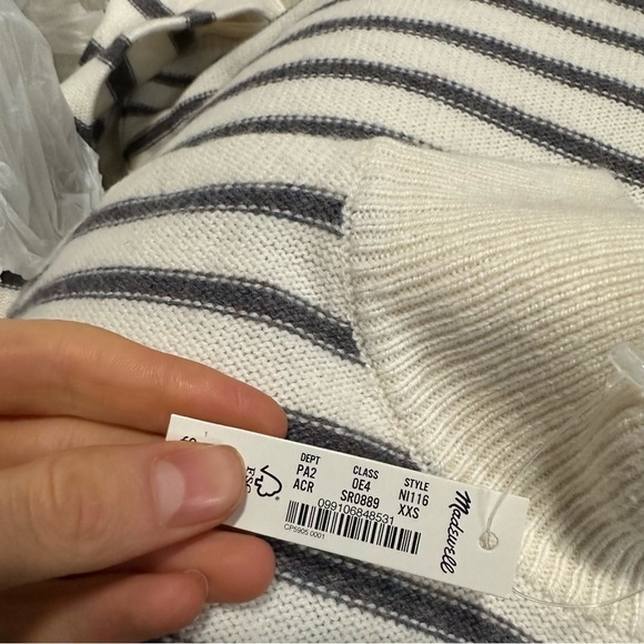 Madewell stripe play mockneck pullover sweater antique cream - Picture 6 of 6